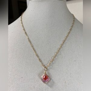 Dainty encased dried flower necklace